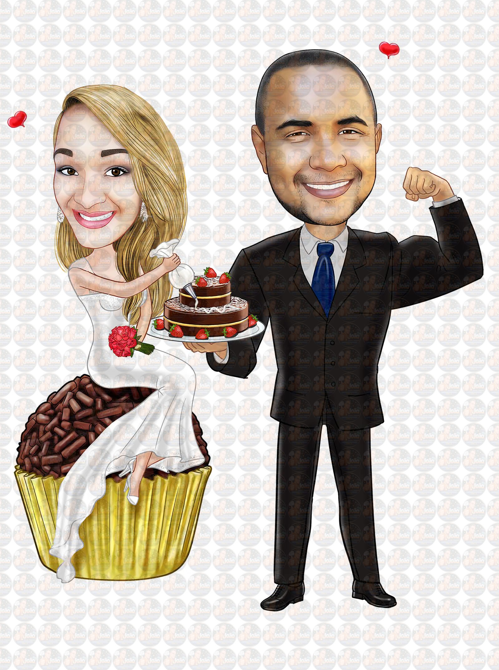 Caricaturas casamento, casal embarcando,noivo sentado, avião, notebook, lua de mel, noiva laçada corda, moderna, puxando gravata, parecida, alterofilista, felizes, musculoso, noiva no colo confeitera
