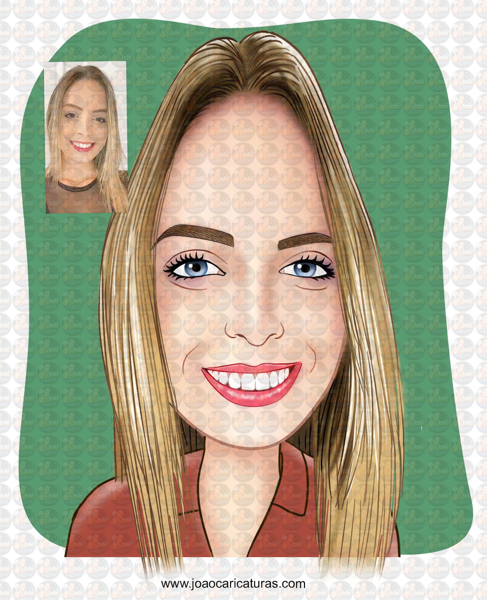 Caricatura digital engraçada com distorção de rosto narizão caricatas divertidas