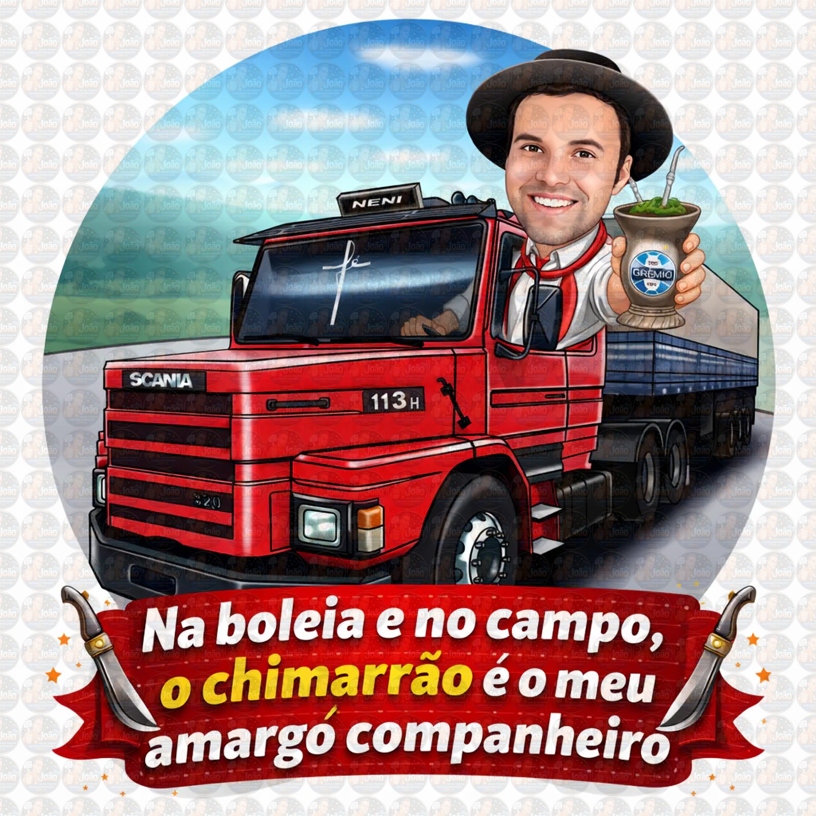 Caricatura de Motorista de Caminhão – Presente Criativo para Homem