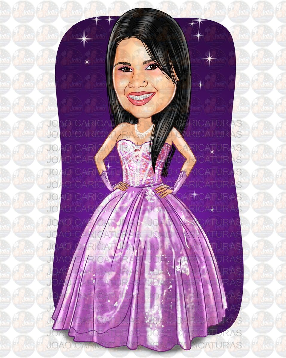 Caricatura de garota menina 15 anos festa debutante