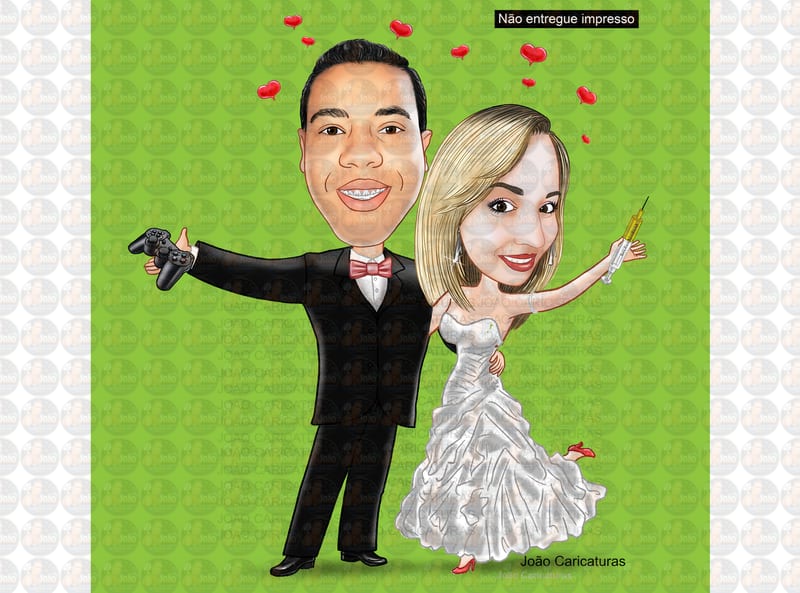 Caricaturas casamento, casal dançando, bolero, noivos dançarinos, jogado game, joystik, controle remoto enfermeira dançarino