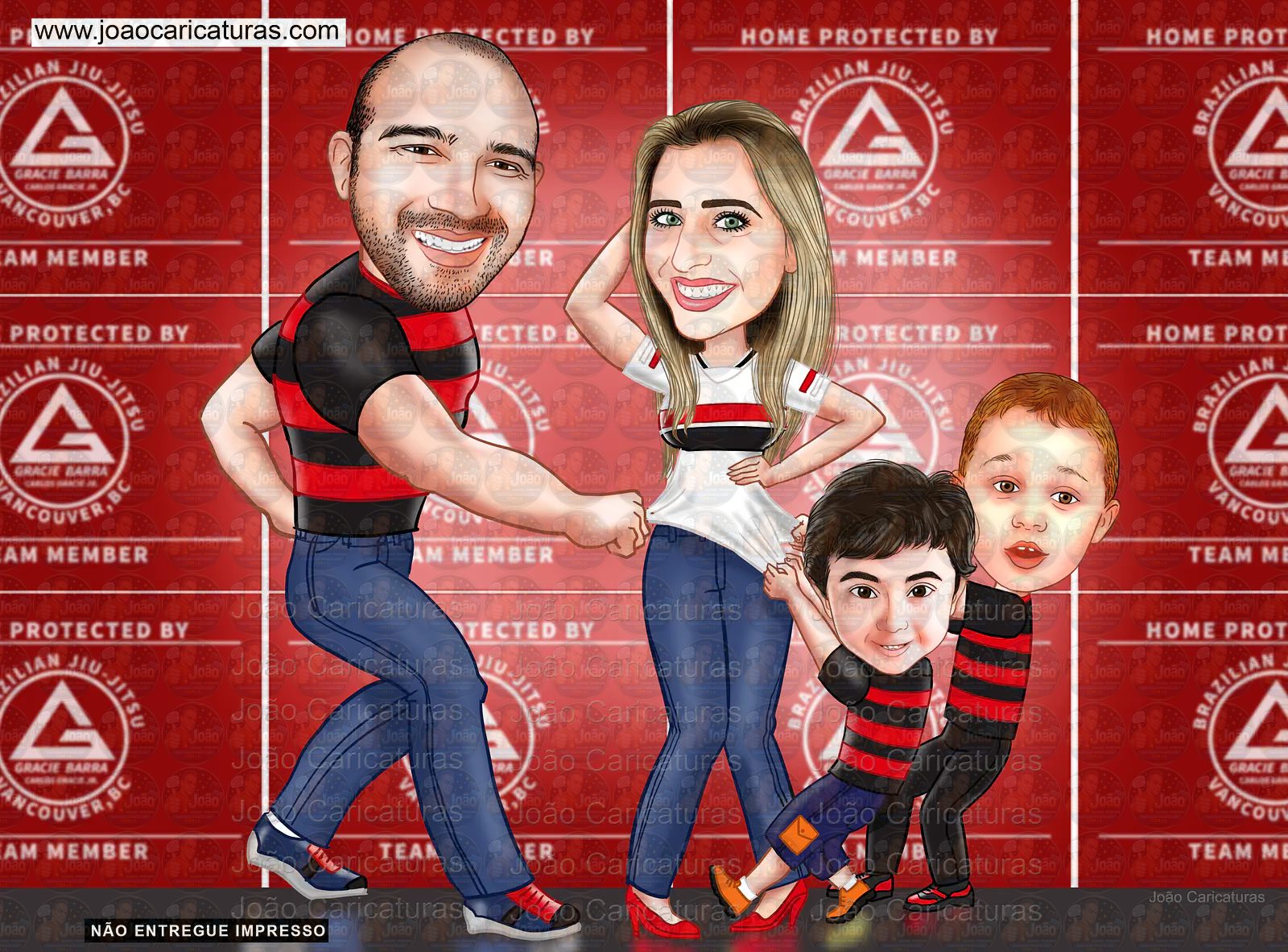 Caricatura Digital Personalizada de Família Moderna – Dia dos Pais (Preço por Pessoa)